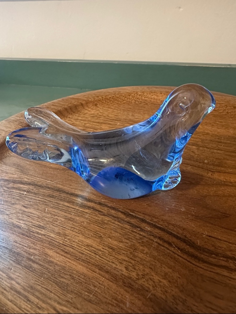 Blue Glass seal Figurine Decorative Home Art